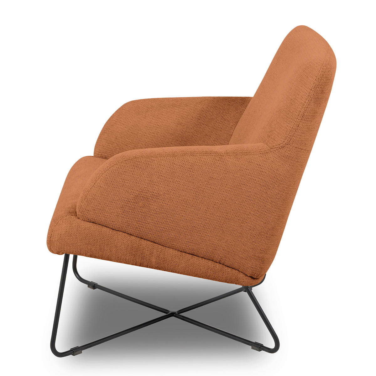 SESSEL in Chenille Rot  - Rot/Schwarz, Design, Textil/Metall (67/87/74cm) - Livetastic