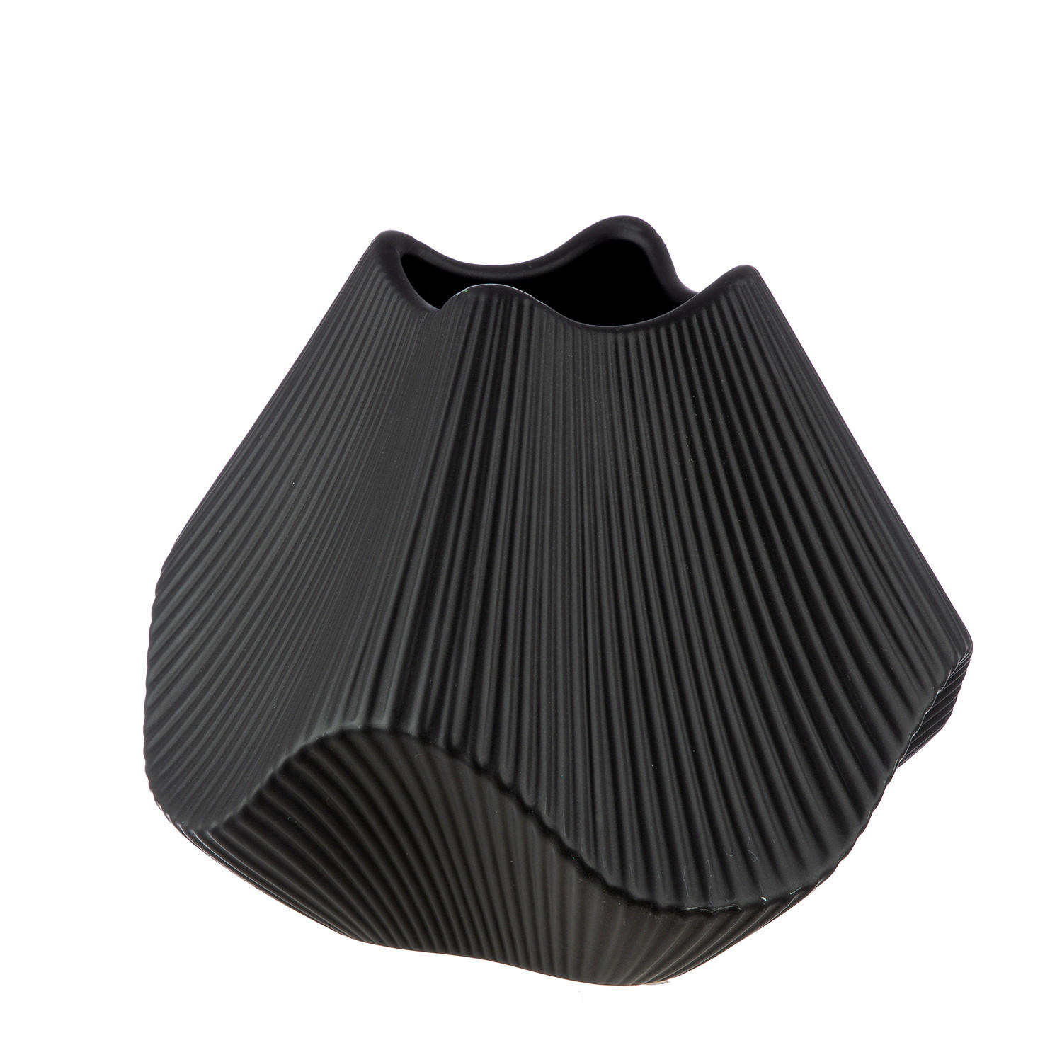 XXXLutz Dekovase Lamellen Schwarz 22x18.5x22 cm