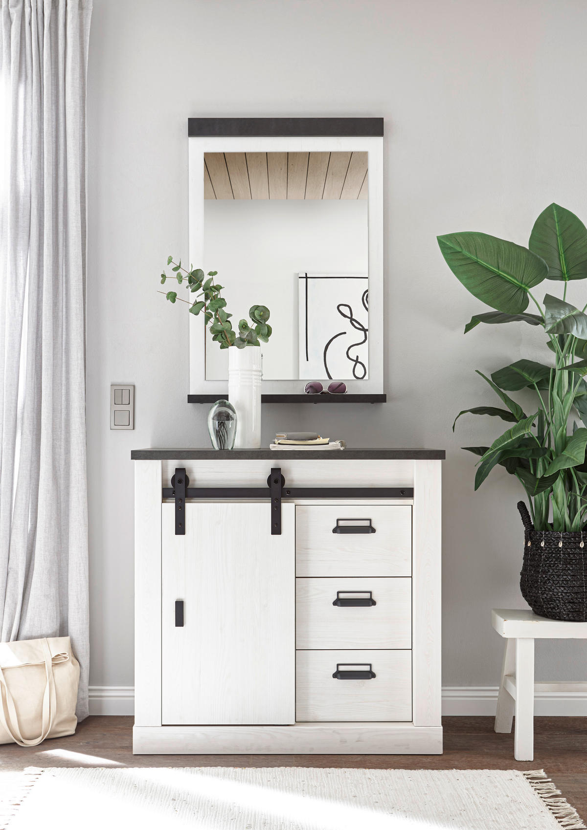 GARDEROBE 2-teilig  in 93/200/43 cm  - Anthrazit/Weiß, Design, Glas/Holzwerkstoff (93/200/43cm) - Modante