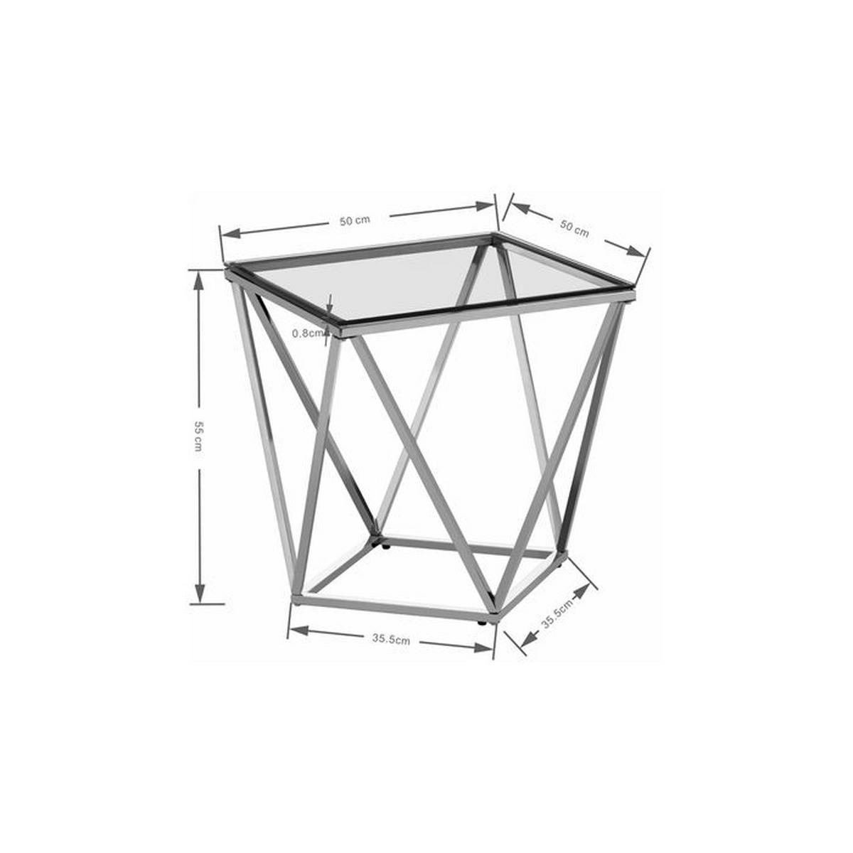 BEISTELLTISCH in Metall, Glas 50/50/55 cm  - Edelstahlfarben, Basics, Glas/Metall (50/50/55cm) - Kare-Design