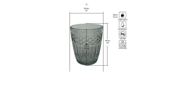 TRINKGLAS Firenze Grigio 300 ml  - Schwarz, Trend, Glas (8,2/9,9cm) - Novel