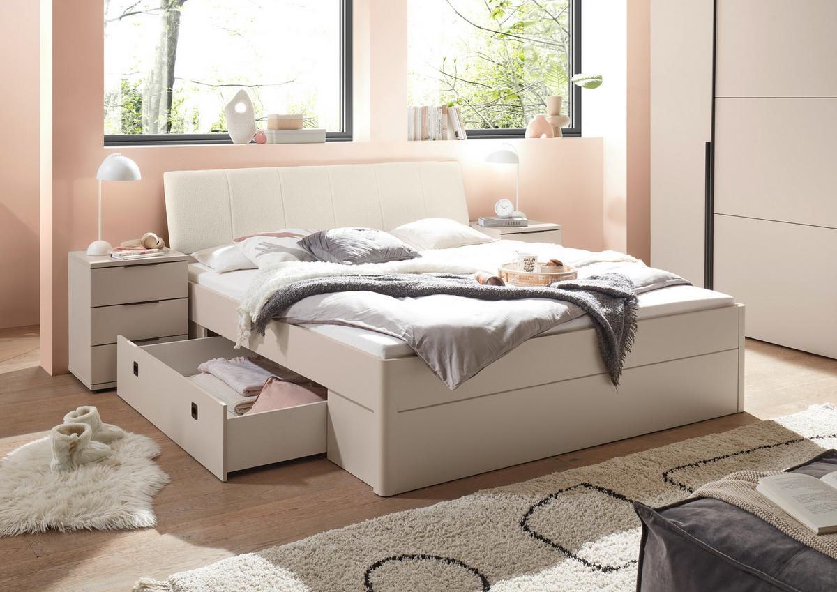 BETT 180/200 cm,  in Beige, Kaschmir, Bettschubladen,  - Kaschmir/Beige, KONVENTIONELL (180/200cm) - Boxxx