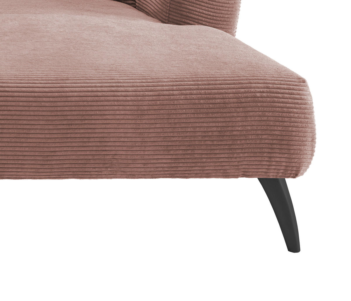 ECKSOFA in Cord Rosa  - Schwarz/Rosa, Modern, Holz/Textil (264/160cm) - MID.YOU