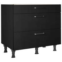 SCHUBKASTENUNTERSCHRANK 90/87/56 cm  in Schwarz  - Edelstahlfarben/Schwarz, MODERN, Holzwerkstoff/Metall (90/87/56cm) - Nobilia