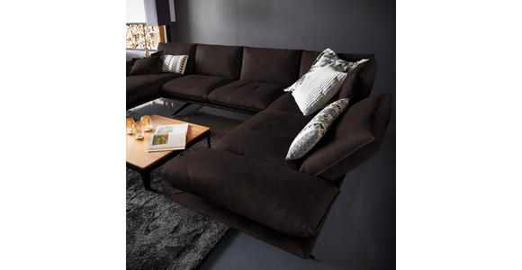 WOHNLANDSCHAFT in Echtleder Dunkelbraun - Dunkelbraun/Schwarz, Natur, Leder/Metall (155/359/217cm) - Dieter Knoll