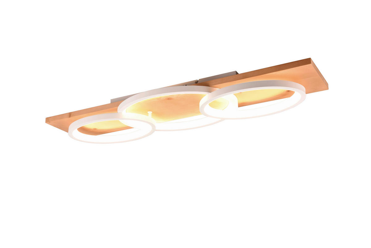 LED-DECKENLEUCHTE    97/33/10 cm  - Weiss/Braun, Basics, Holz/Metall (97/33/10cm) - Trio Leuchten