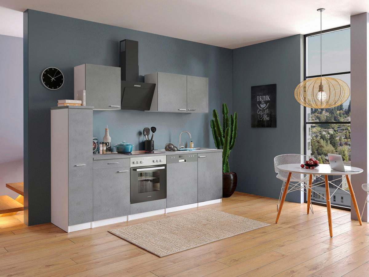 MODULKÖK 250 cm   i grå, vit  - stålfärgad/vit, Basics, metall/trämaterial (250cm) - Respekta