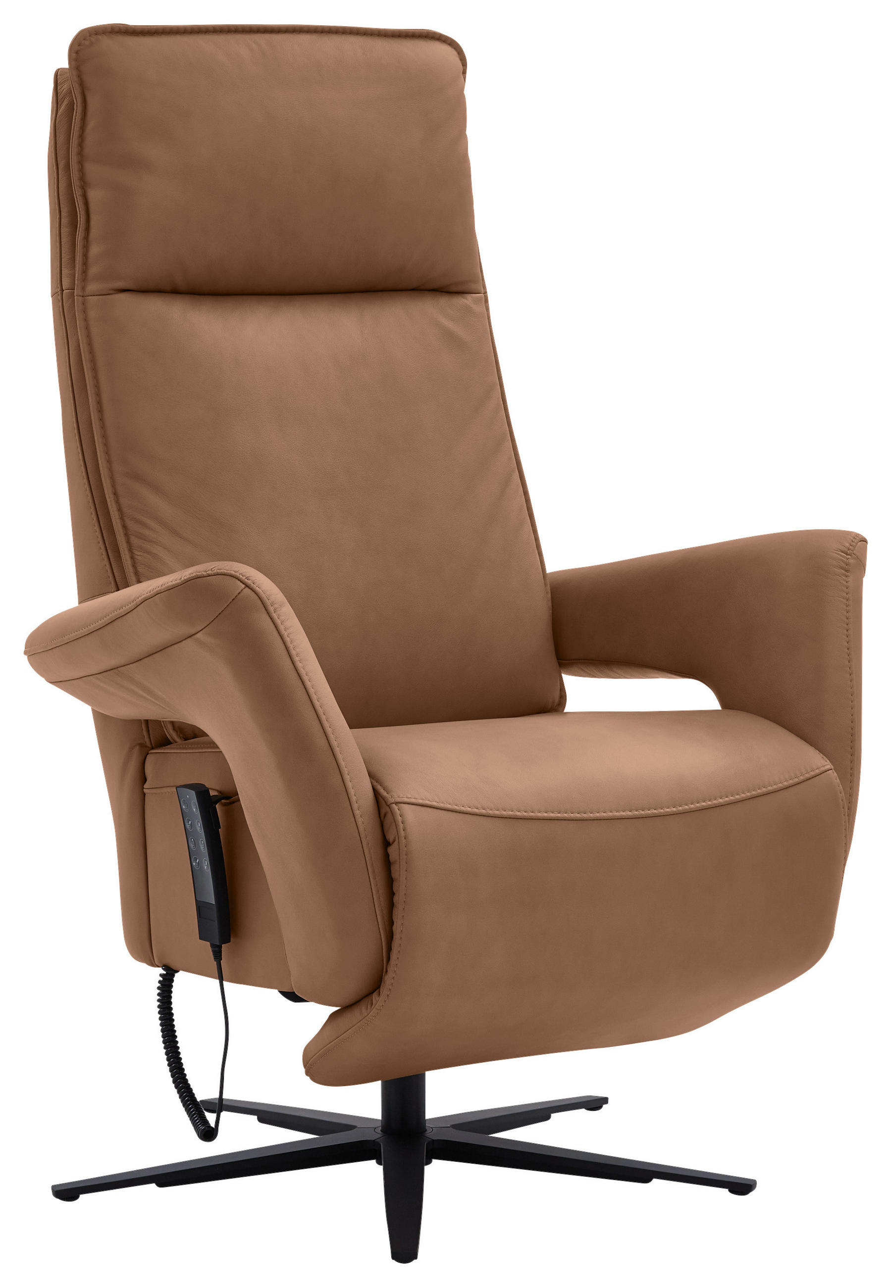 RELAXSESSEL in Leder Braun  - Schwarz/Braun, Design, Leder/Metall (83/123/87cm) - Valdera