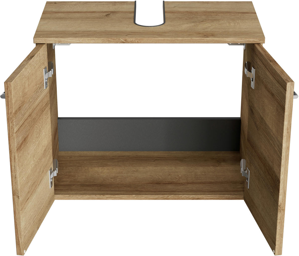WASCHBECKENUNTERSCHRANK 60/49,8/33,3 cm  - Chromfarben/Eichefarben, KONVENTIONELL, Holzwerkstoff/Metall (60/49,8/33,3cm) - Sadena