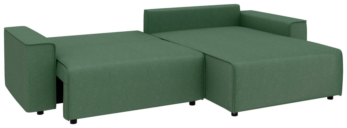 ECKSOFA in Struktur Dunkelgrün  - Dunkelgrün/Schwarz, Modern, Kunststoff/Textil (265/164cm) - Trendmanufaktur