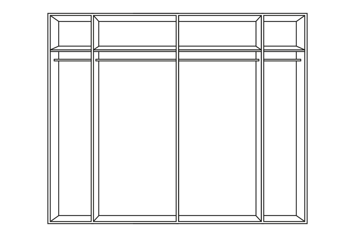 KLEIDERSCHRANK in Grau, Weiss  - Schieferfarben/Weiss, Konventionell, Glas/Holzwerkstoff (300/236/58cm) - Novel