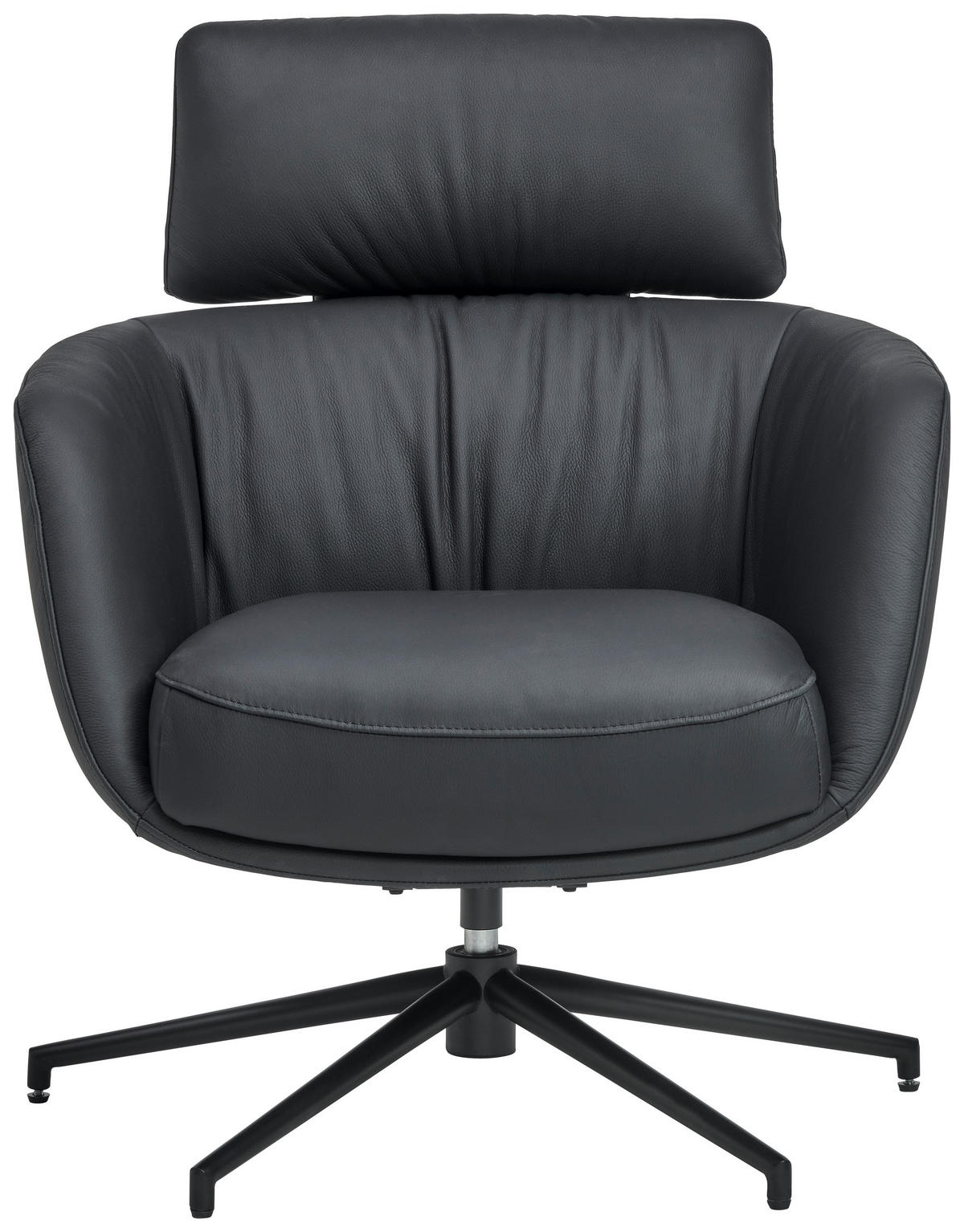 RELAXSESSEL Metall, Leder Schwarz  - Schwarz, Design, Leder/Metall (73/86/83cm) - Dieter Knoll