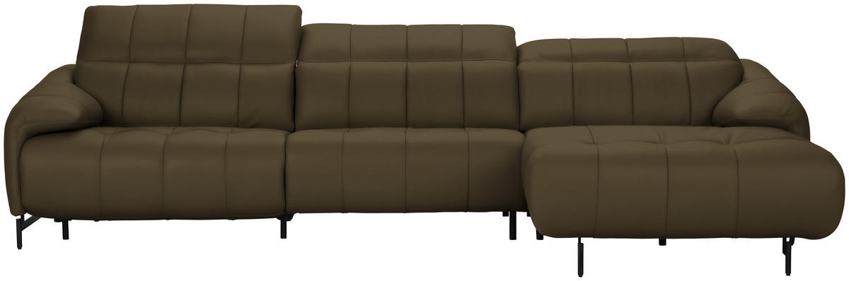 ECKSOFA in Echtleder Taupe  313/165 cm  - Taupe/Cognac, Design, Leder/Metall (313/165cm) - Belluti