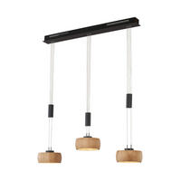 LED-HÄNGELEUCHTE 100/20/150 cm    - Schwarz, Natur, Holz/Metall (100/20/150cm) - Fischer & Honsel