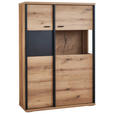 HIGHBOARD Schwarz, Eichefarben, Dunkelgrau  97/142/38 cm  - Eichefarben/Dunkelgrau, KONVENTIONELL, Glas/Holzwerkstoff (97/142/38cm) - Xora
