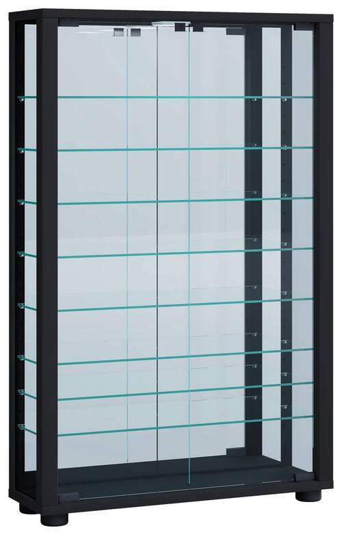 VÄGGHÄNGT VITRINSKÅP i svart   - svart, Modern, trämaterial/glas (59/91,3/18cm) - MID.YOU