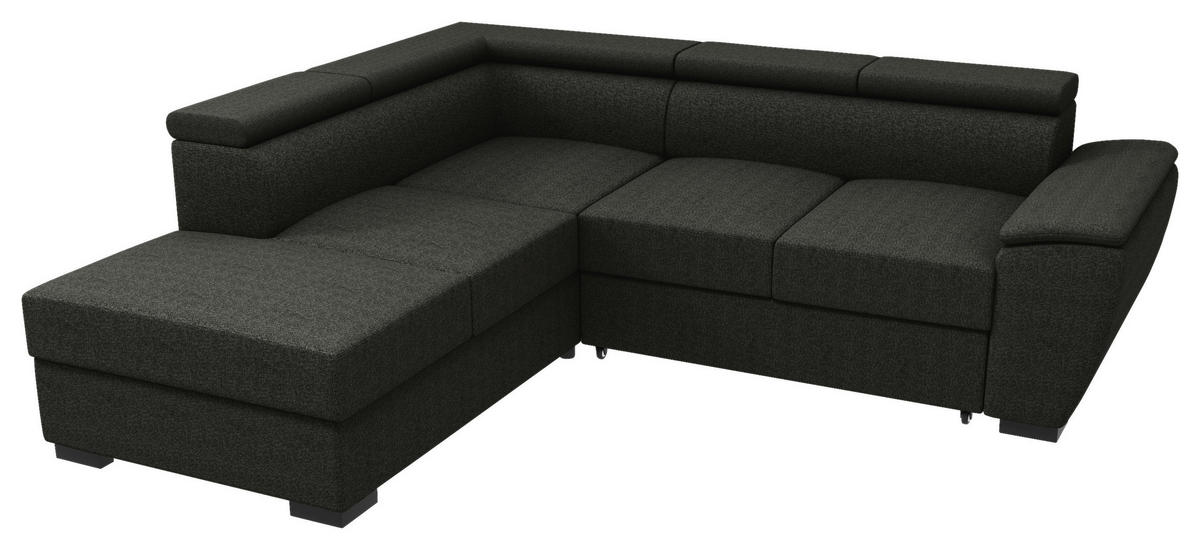 ECKSOFA Anthrazit Flachgewebe  - Anthrazit/Schwarz, KONVENTIONELL, Kunststoff/Textil (220/266cm) - Carryhome