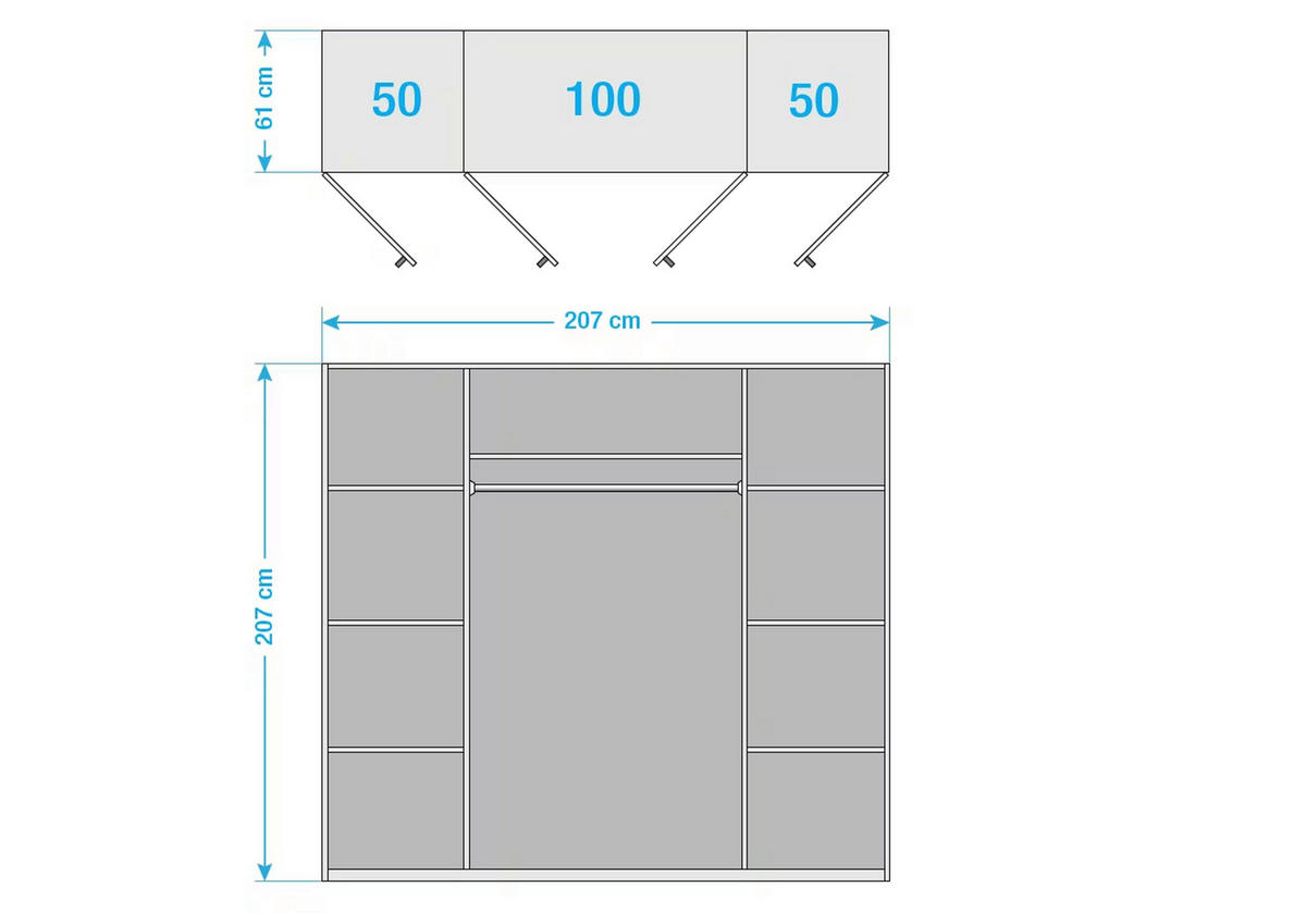 DREHTÜRENSCHRANK 202/205,5/60 cm,  in Buchefarben, 4 Tür(en)  - Chromfarben/Buchefarben, MODERN, Glas/Holz (202/205,5/60cm) - MID.YOU