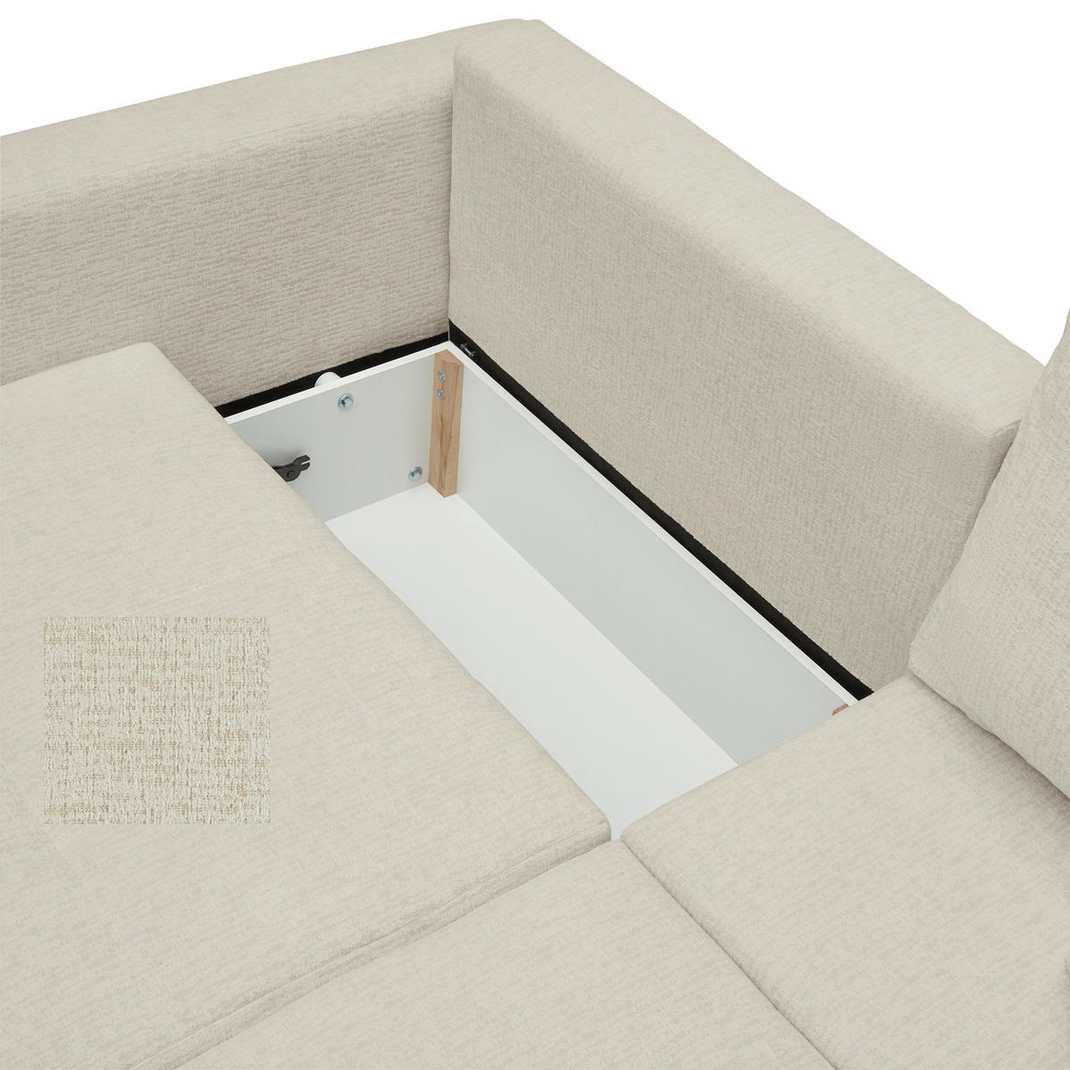 SCHLAFSOFA in Chenille, Jacquard Cappuccino  - Taupe/Schwarz, Kunststoff/Textil (245/74-90/104cm) - MID.YOU