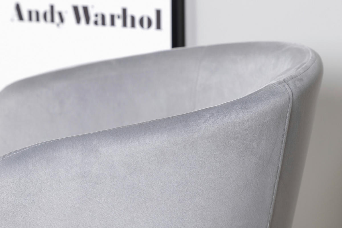 STUHL  in Stahl Samt Metall, Textil  - Hellgrau/Schwarz, Design, Textil/Metall (55/78/55cm) - Livetastic