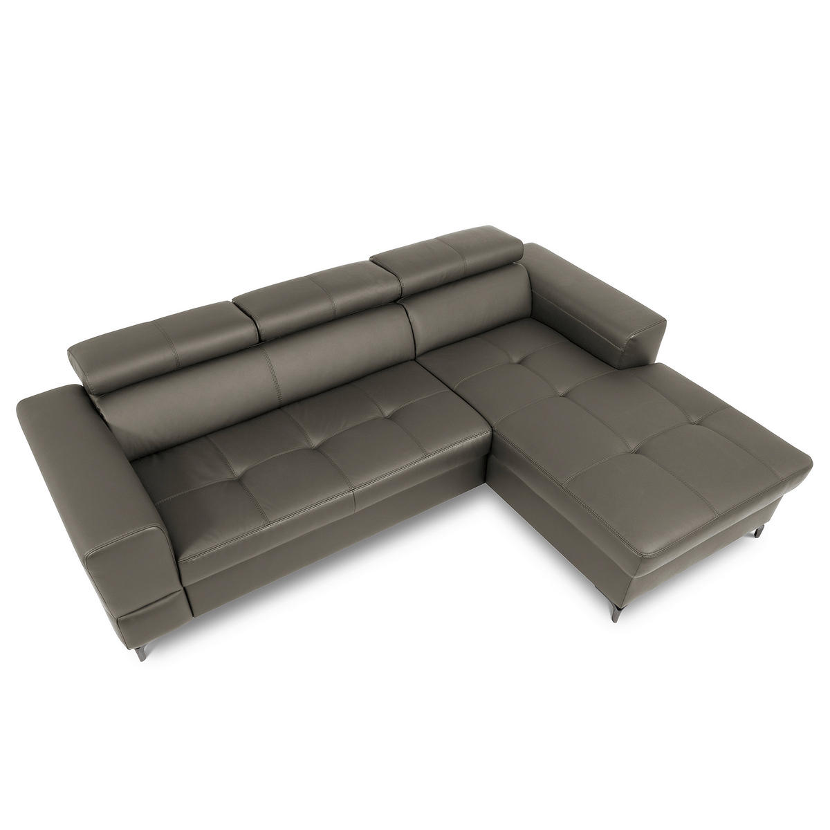 ECKSOFA  in Lederlook Echtleder Schlammfarben  - Schlammfarben/Schwarz, Design, Leder/Textil (247/173cm) - Livetastic