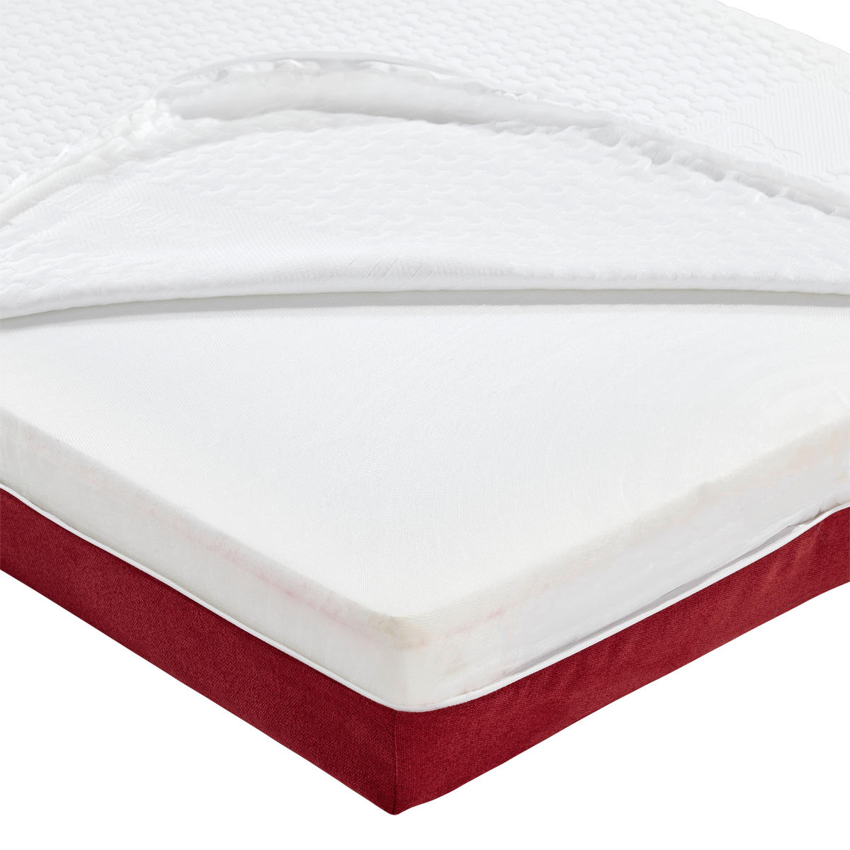 Komfortschaummatratze 90/200 cm, Höhe ca.: 15 cm, H2 = mittel,  - Rot/Weiß, Textil (90/200cm) - Primatex