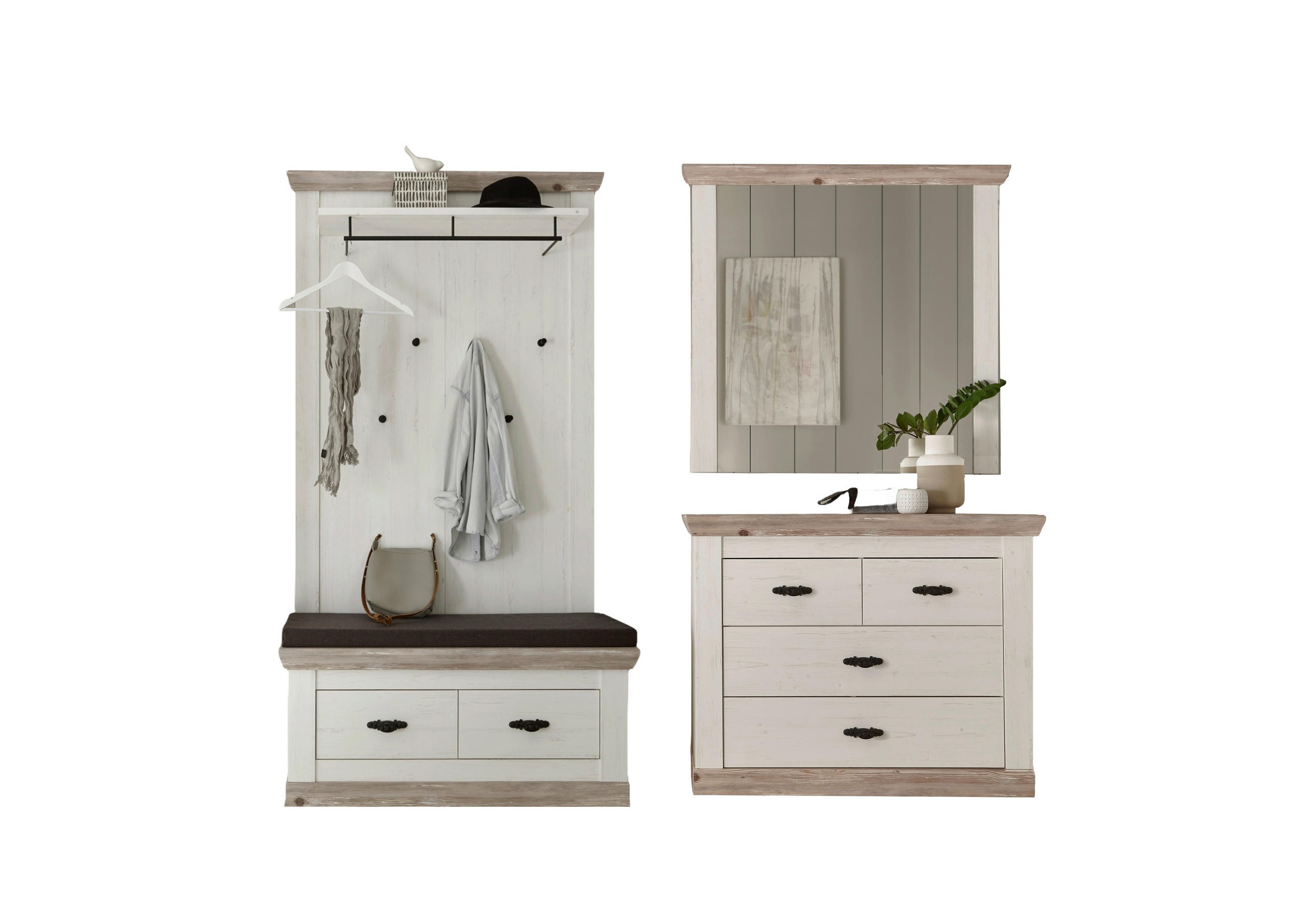 GARDEROBE 4-teilig  in 224/201/45 cm  - Hellbraun/Pinienfarben, Design, Holzwerkstoff (224/201/45cm) - MID.YOU