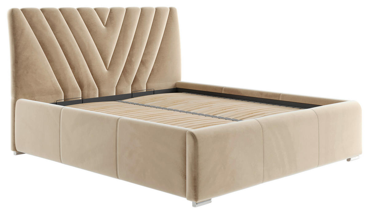 POLSTERBETT Bettkasten, Lattenrost Braun, Gelb 140/200 cm  - Chromfarben/Gelb, KONVENTIONELL, Holz/Kunststoff (140/200cm) - Boxxx