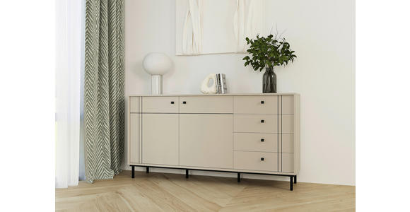 SIDEBOARD in 160,2/81,8/37 cm - Kaschmir/Schwarz, MODERN, Holzwerkstoff/Kunststoff (160,2/81,8/37cm) - Carryhome
