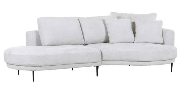 ECKSOFA Grauweiß Chenille  - Grauweiß/Schwarz, KONVENTIONELL, Textil/Metall (275/140cm) - Carryhome