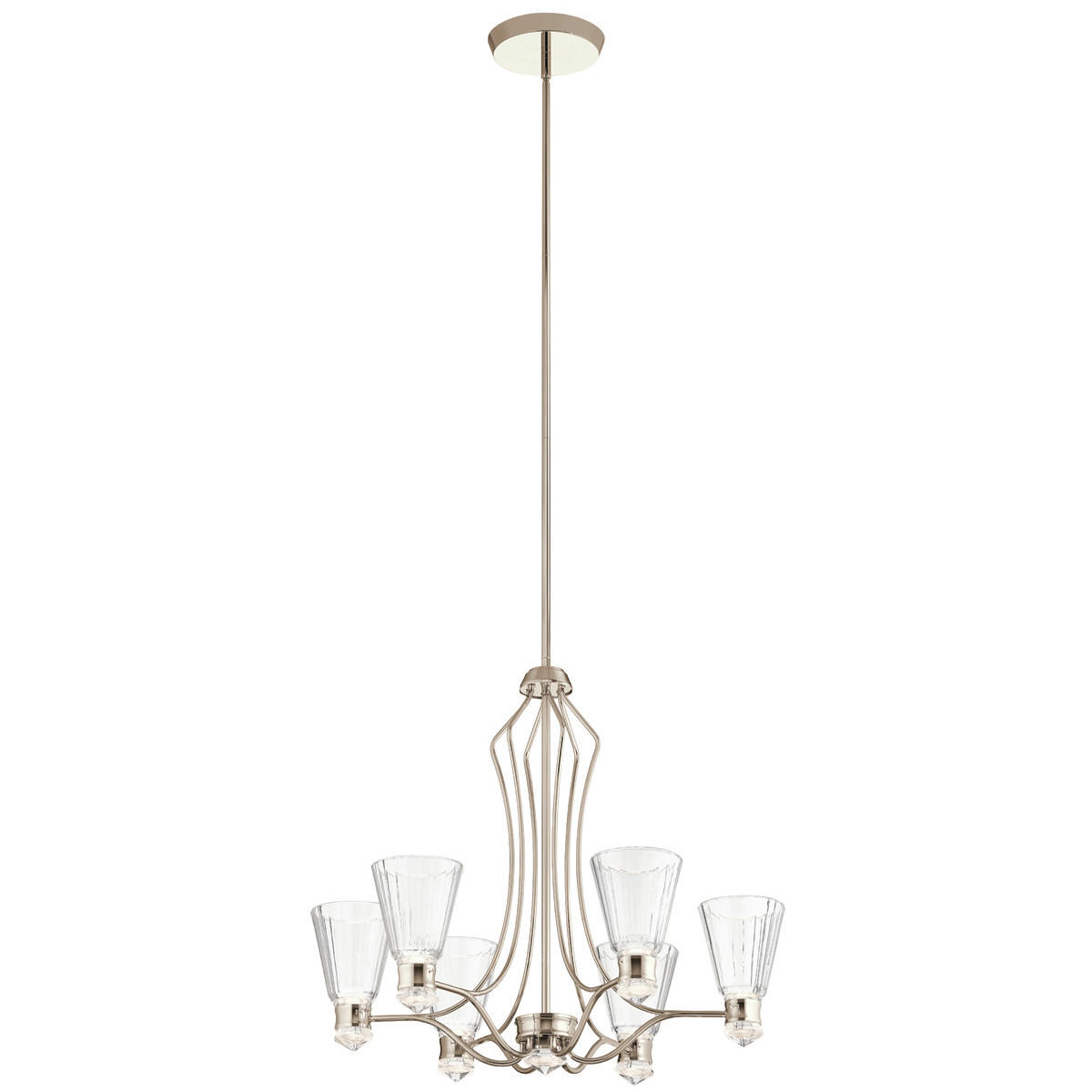KRONLEUCHTER Kayva 71.1/72.3 cm   - Nickelfarben, Design, Glas/Metall (71.1/72.3cm) - Elstead Lighting
