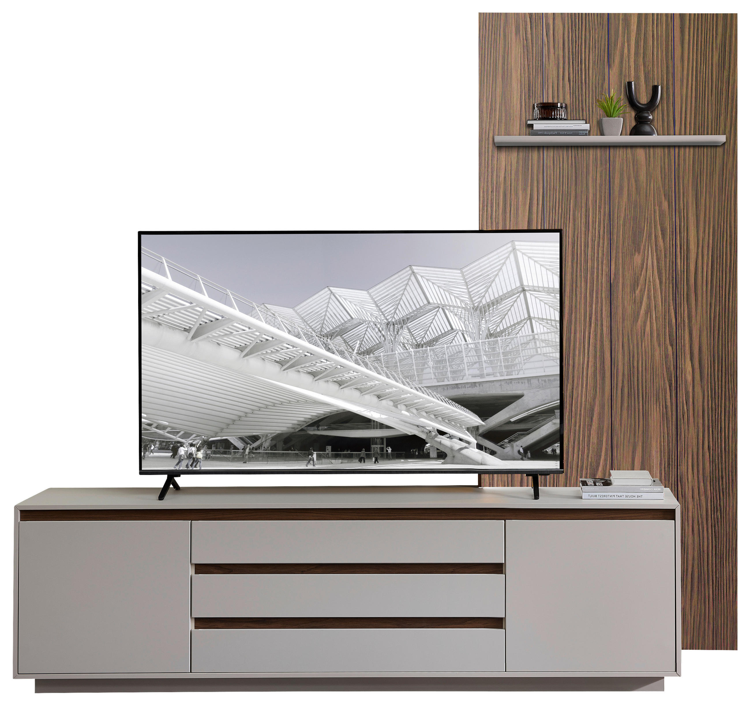 WOHNWAND  in Nussbaumfarben, Kaschmir 244/232/45 cm  - Kaschmir/Nussbaumfarben, Design, Holzwerkstoff (244/232/45cm) - Stylife