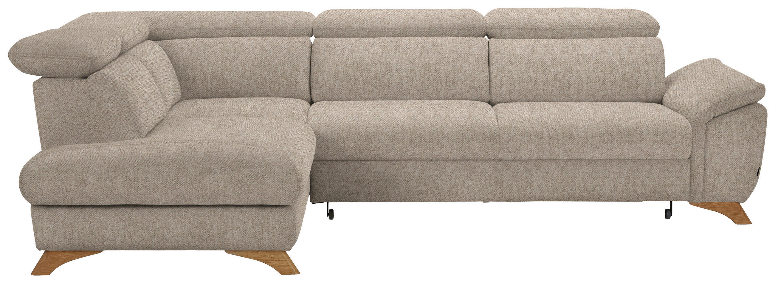 ECKSOFA in Bouclé Beige  - Eichefarben/Beige, Modern, Holz/Textil (212/287cm) - Valnatura