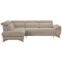 ECKSOFA in Bouclé Beige  - Eichefarben/Beige, Modern, Holz/Textil (212/287cm) - Valnatura