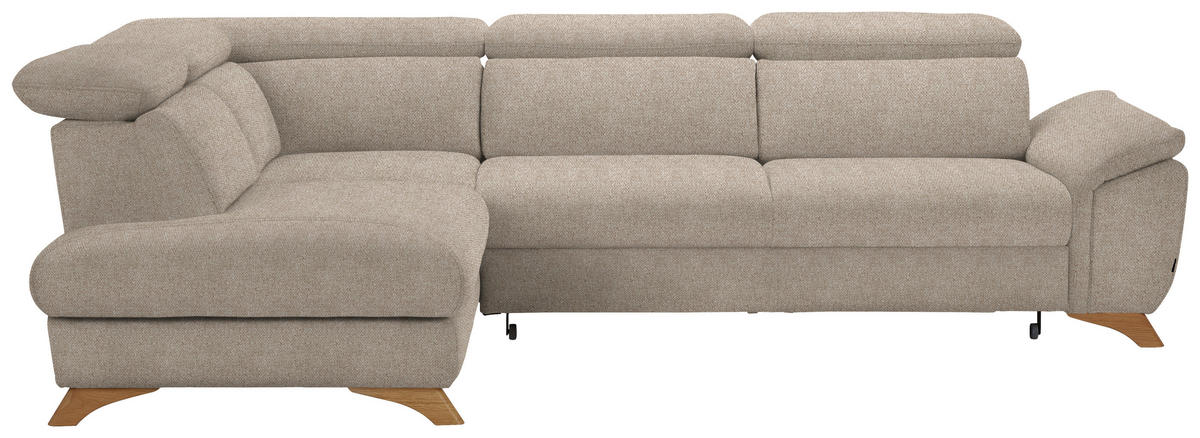 ECKSOFA in Bouclé Beige  - Eichefarben/Beige, Modern, Holz/Textil (212/287cm) - Valnatura
