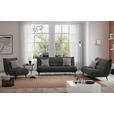 3-SITZER-SOFA in Mikrofaser Anthrazit  - Anthrazit/Schwarz, KONVENTIONELL, Textil/Metall (230/100/101cm) - Hom`in