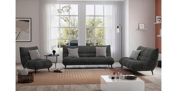 3-SITZER-SOFA in Mikrofaser Anthrazit  - Anthrazit/Schwarz, KONVENTIONELL, Textil/Metall (230/100/101cm) - Hom`in