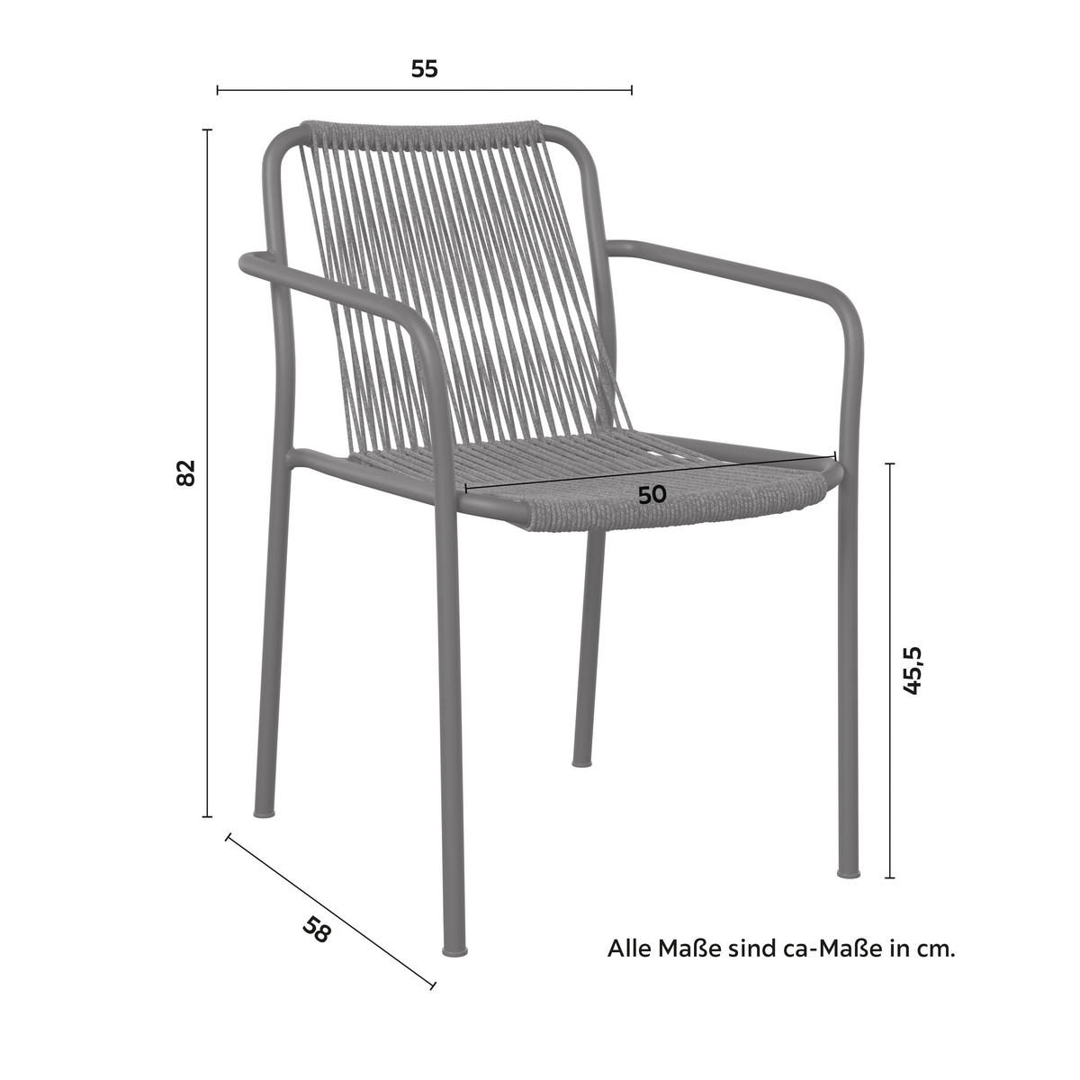 SET STOLICA ZA BAŠTU - tamnosiva/crna, Moderno, metal/tekstil (55/82/58cm) - Bessagi Garden