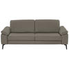 3-SITZER-SOFA in Echtleder Grau  - Schwarz/Grau, Design, Leder/Metall (224/88/100cm) - Valdera