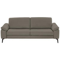 3-SITZER-SOFA in Echtleder Grau  - Schwarz/Grau, Design, Leder/Metall (224/88/100cm) - Valdera