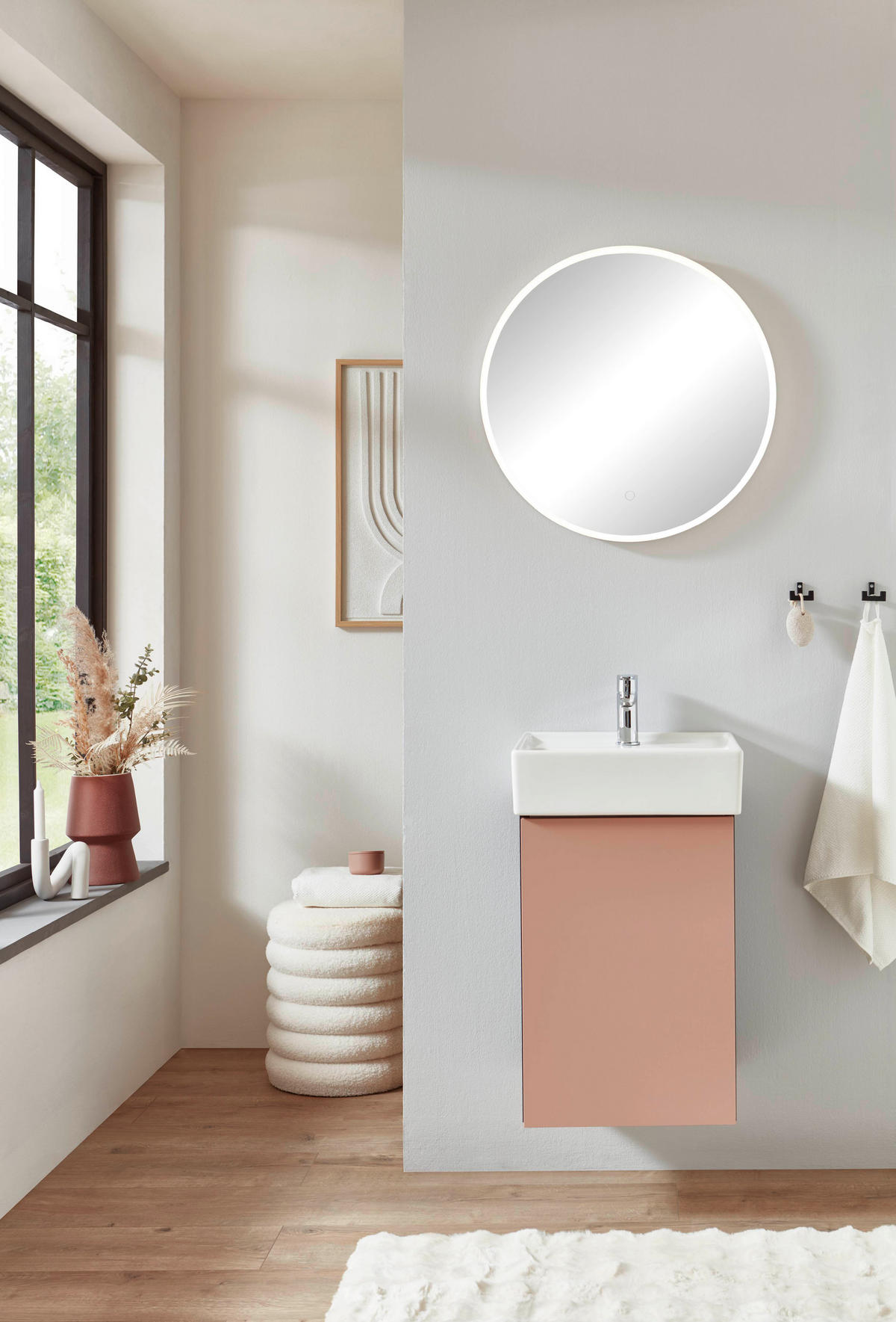 GÄSTEBAD 60 cm  - Koralle/Schwarz, MODERN, Keramik/Holzwerkstoff (60cm) - Celina Home