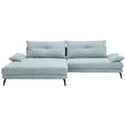 ECKSOFA Hellblau Flachgewebe  - Schwarz/Hellblau, Design, Textil/Metall (176/294cm) - Carryhome