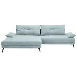 ECKSOFA in Flachgewebe Hellblau  - Schwarz/Hellblau, Design, Textil/Metall (176/294cm) - Carryhome