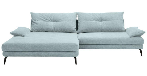 ECKSOFA Hellblau Flachgewebe  - Schwarz/Hellblau, Design, Textil/Metall (176/294cm) - Carryhome