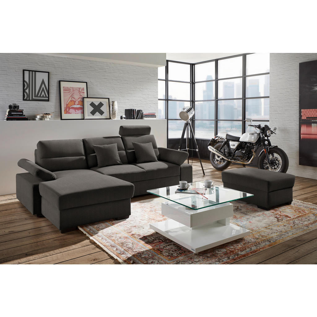 Thumbnail - Cantus Ecksofa, Dunkelbraun, Textil, Uni, 3-Sitzer, Ottomane links, L-Form, 258x166 cm, Typenauswahl, Stoffauswahl, seit...