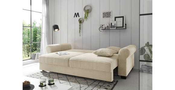SCHLAFSOFA mit Stoffauswahl, Liegefunktion, Rücken echt Cord Creme - Creme/Schwarz, KONVENTIONELL, Kunststoff/Textil (250/95/125cm) - Hom`in