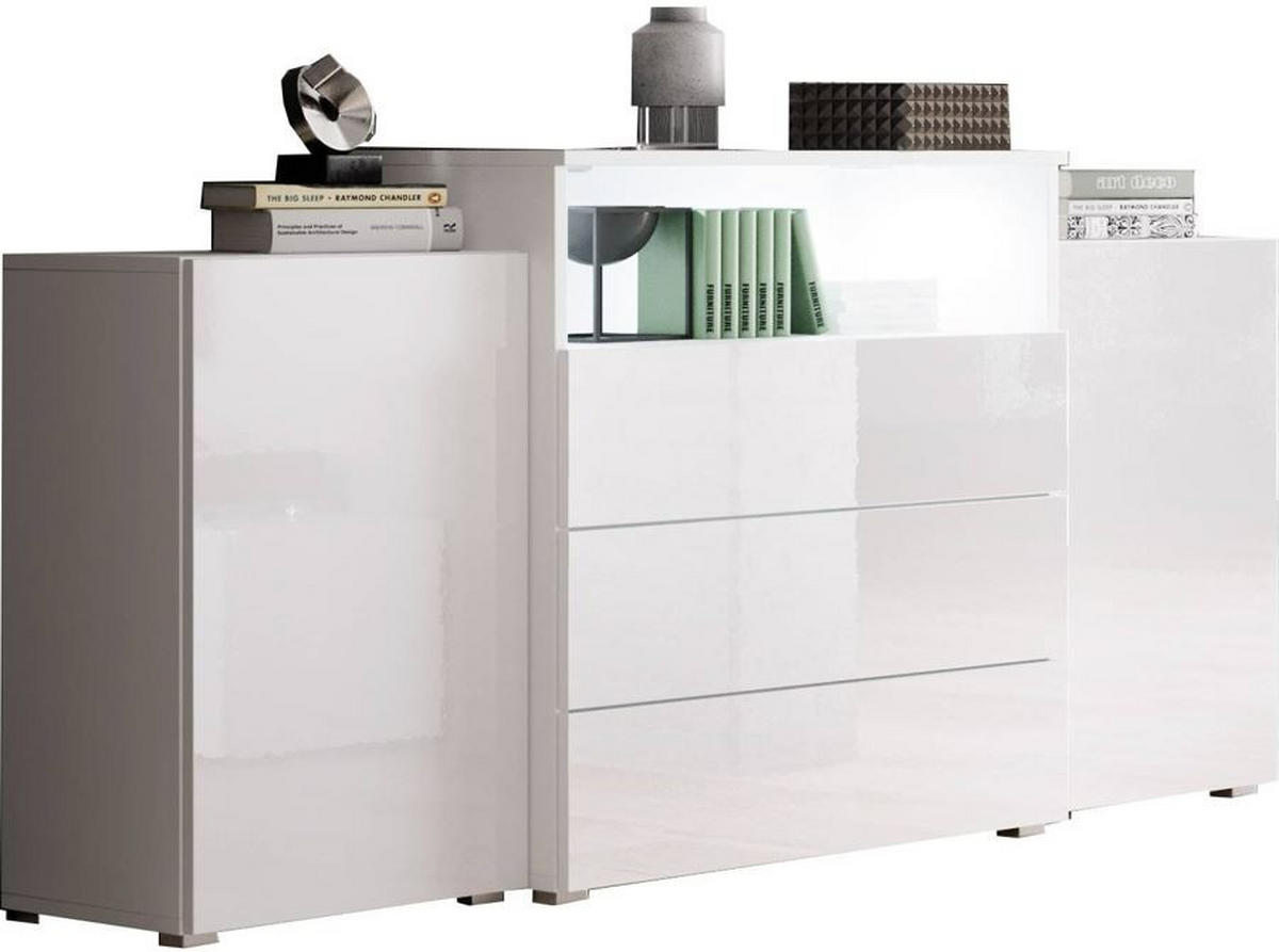 SIDEBOARD 150/68,7/32,5 cm  in Weiss, Weiss Hochglanz  - Weiss Hochglanz/Weiss, Lifestyle, Holzwerkstoff/Kunststoff (150/68,7/32,5cm) - P & B