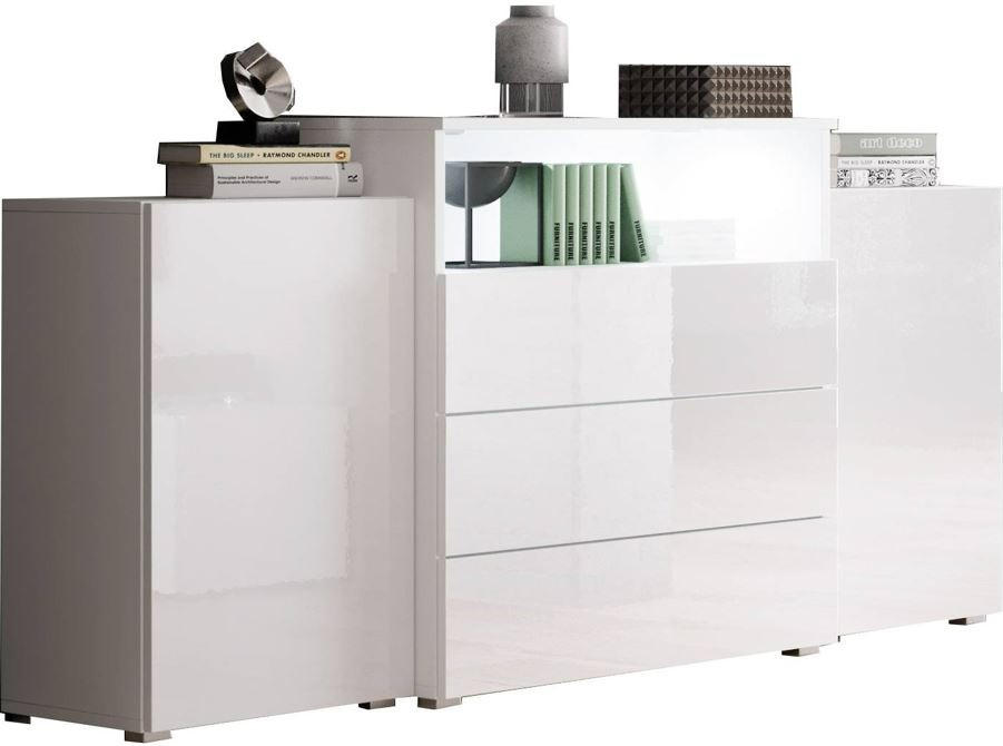 P & B Sideboard Urban Weiß, Weiß Hochglanz 150x80.7x39 cm
