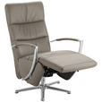 RELAXSESSEL in Leder Graubraun  - Chromfarben/Graubraun, Design, Leder/Metall (64/112/80cm) - Cantus