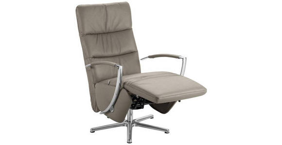 RELAXSESSEL in Leder Graubraun  - Chromfarben/Graubraun, Design, Leder/Metall (64/112/80cm) - Cantus